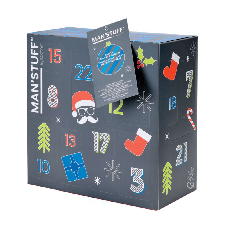 Man Stuff Advent Calendar 2025 with 24 men’s grooming gifts including beard shampoo, face wash, moisturiser and tools for modern men.