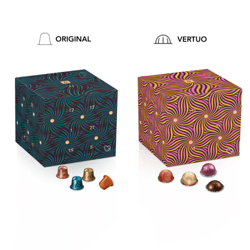 Nespresso Advent Calendar 2025 contains 24 coffee capsules for Nespresso and Vertuo machines with new and unique flavors,