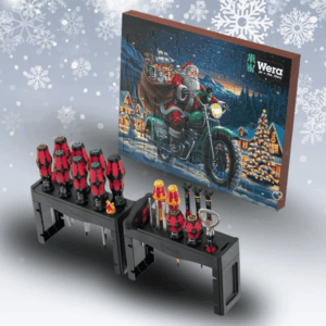 Wera Advent Calendar 2025 with 28 tool surprises including VDE screwdrivers, Micro drivers, T-handle and accessories.