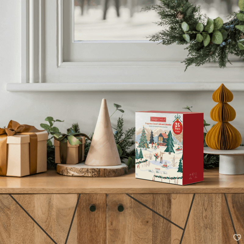 Yankee Candle Book Advent Calendar 2025 with 24 festive scented candles and holder in a luxury book design, perfect for home fragrance lovers.