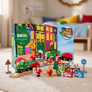 Brio Advent Calendar 2026 box standing in a childs bedroom