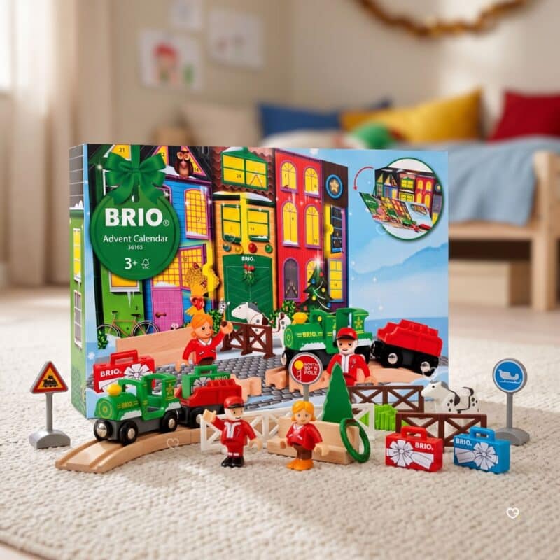 Brio Advent Calendar 2026 box standing in a childs bedroom