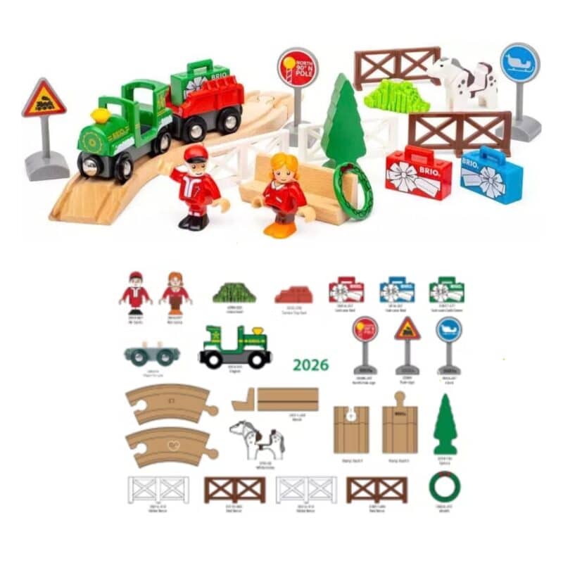 Brio Advent Calendar 2026 official exploded view of all 24 pieces