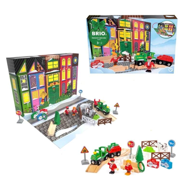 Brio Advent Calendar 2026 Christmas village scene built on the folded-out play board