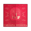 Carolina Herrera Advent Calendar 2026 closed red and gold box with first-class travel window design, front view
