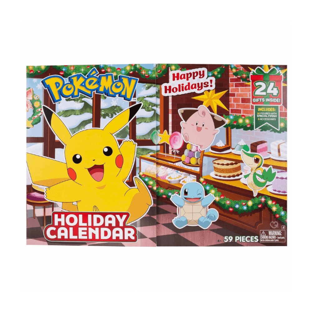 Pokemon Holiday Advent Calendar 2025 with 24 festive figures, cards, boosters and accessories, perfect for kids, parents and collectors.