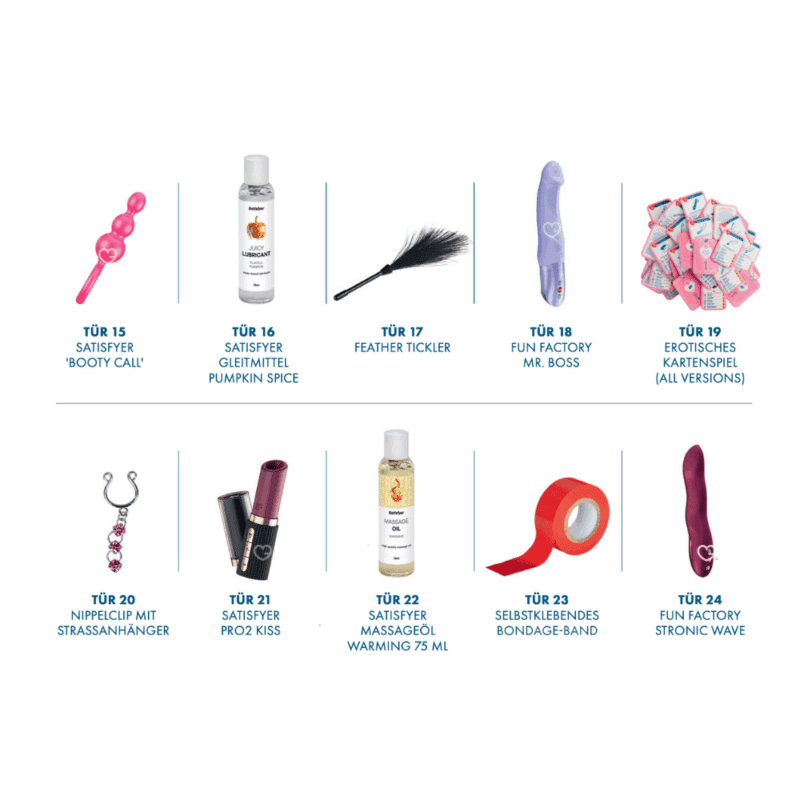 Satisfyer Premium Advent Calendar 2025 is a limited edition premuim version that 24 erotic products and accessories for adults, with a total estimated value of £750.