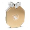 Swarovski Advent Calendar 2026, a luxury advent calendar in a champagne gold-tone octagonal box with a white bow, shown closed