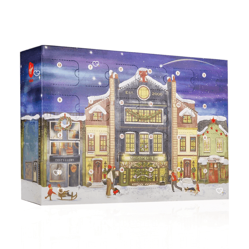 Virgin Wines Gin Advent Calendar 2025 featuring 24x5cl craft gins in festive packaging, ideal for adult gin lovers and gift buyers.