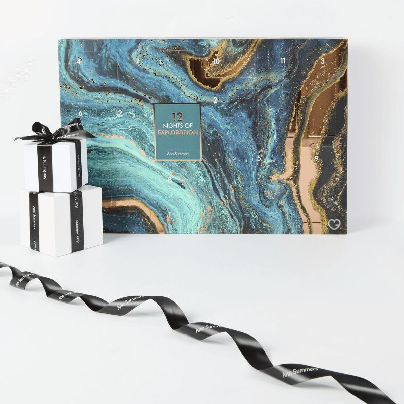 Ann Summers - 12 Nights of Exploration Advent Calendar 2025 featuring 12 sensual toys, lubricants and satin ties for adventurous couples.