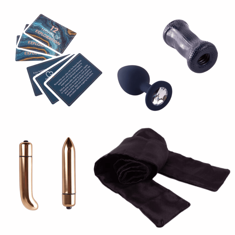 Ann Summers - 12 Nights of Exploration Advent Calendar 2025 featuring 12 sensual toys, lubricants and satin ties for adventurous couples.