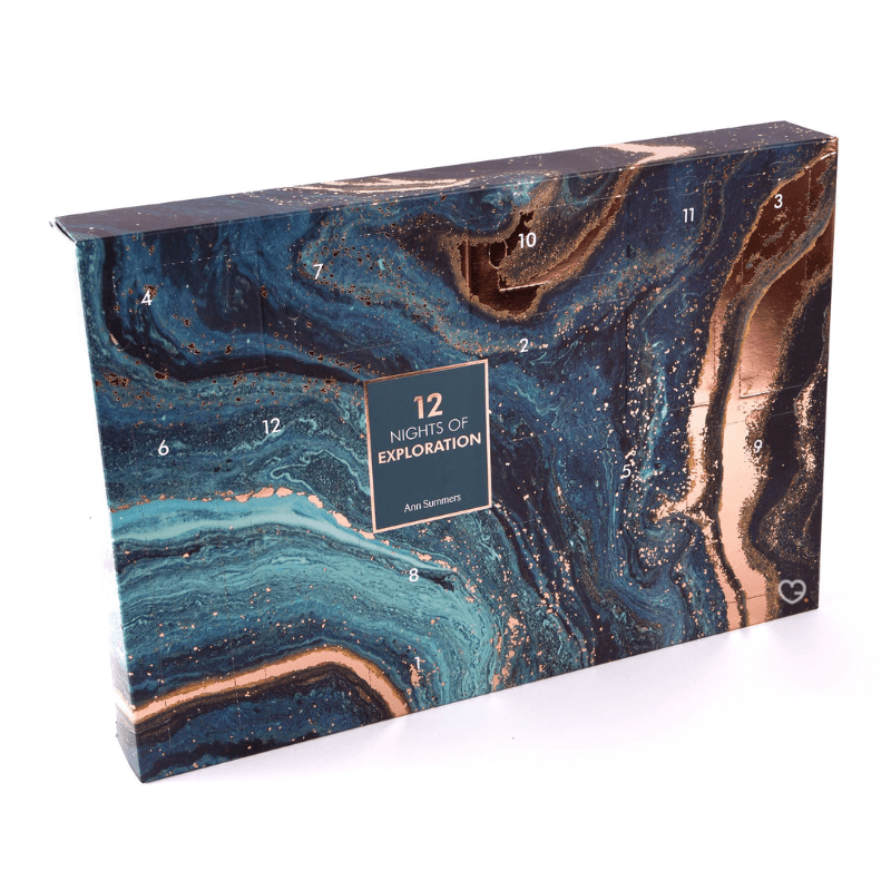 Ann Summers - 12 Nights of Exploration Advent Calendar 2025 featuring 12 sensual toys, lubricants and satin ties for adventurous couples.