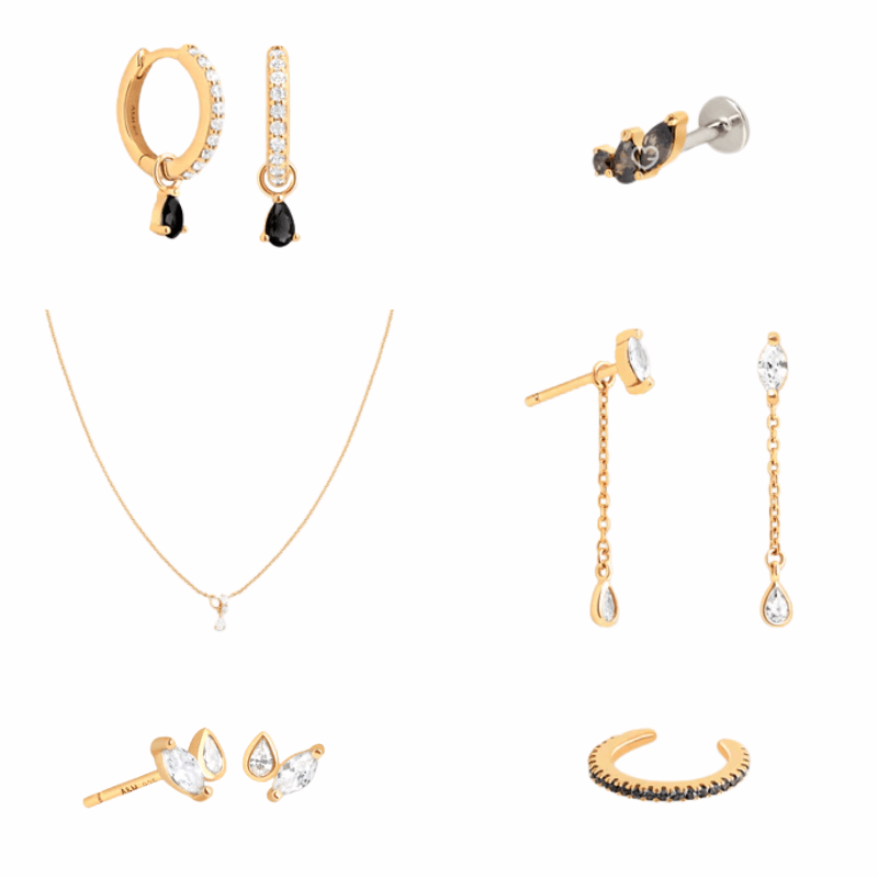 Astrid & Miyu - 12 day Advent Calendar 2025 in gold featuring 11 gold jewels and £50 voucher, perfect for style-conscious women.