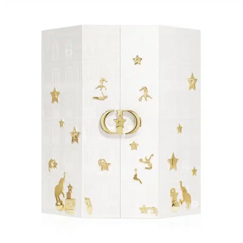 Dior Advent Calendar 2025 with 24 luxury miniatures including fragrances, makeup, skincare and a scented candle, perfect for beauty lovers.