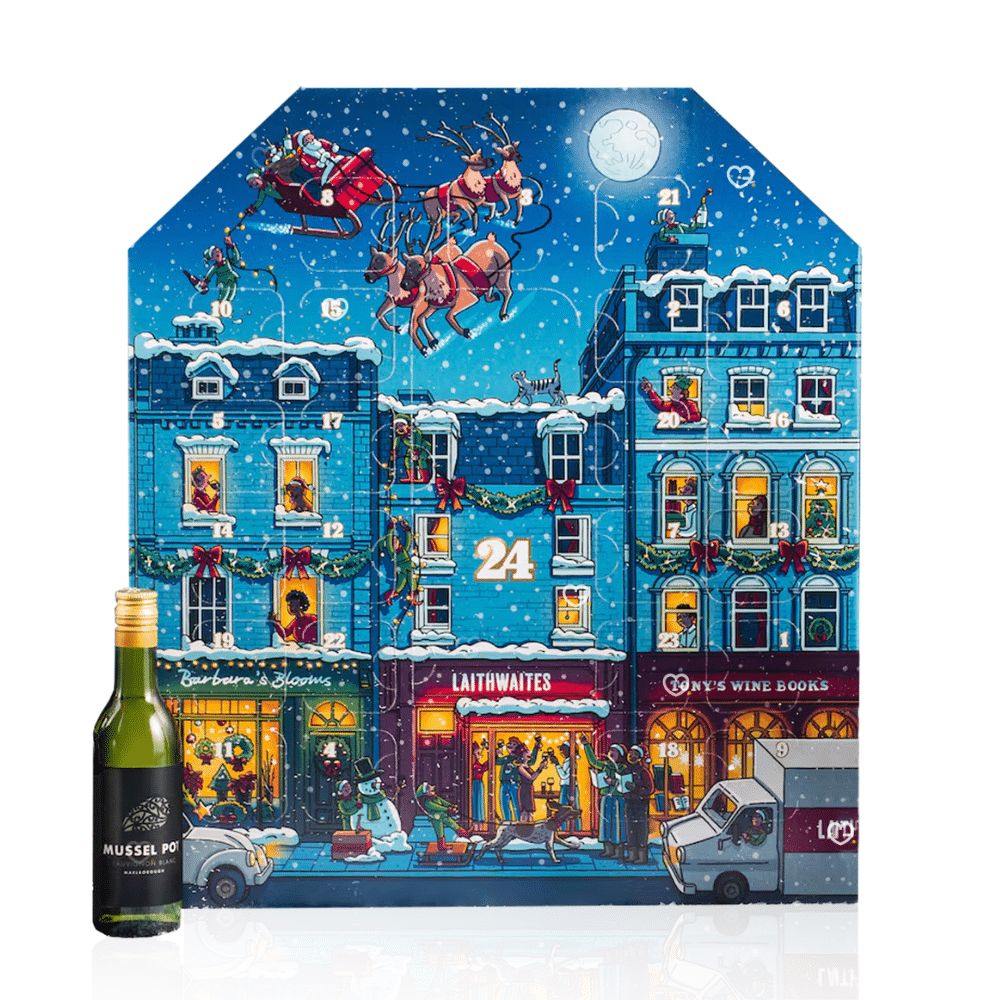 Laithwaites Advent Calendar 2025 contains 24 mini bottles of red, white and rosé wines, ideal festive gift for wine lovers.