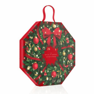 Rituals Advent Calendar 2025 in a festive red wreath design with 24 luxury beauty and wellness treats.