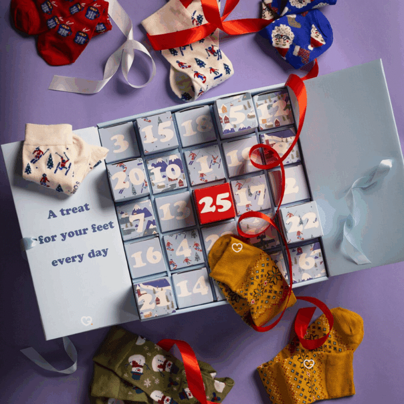 Sockshop Advent Calendar 2025 is filled with 25 pairs of high-quality bamboo-blend socks