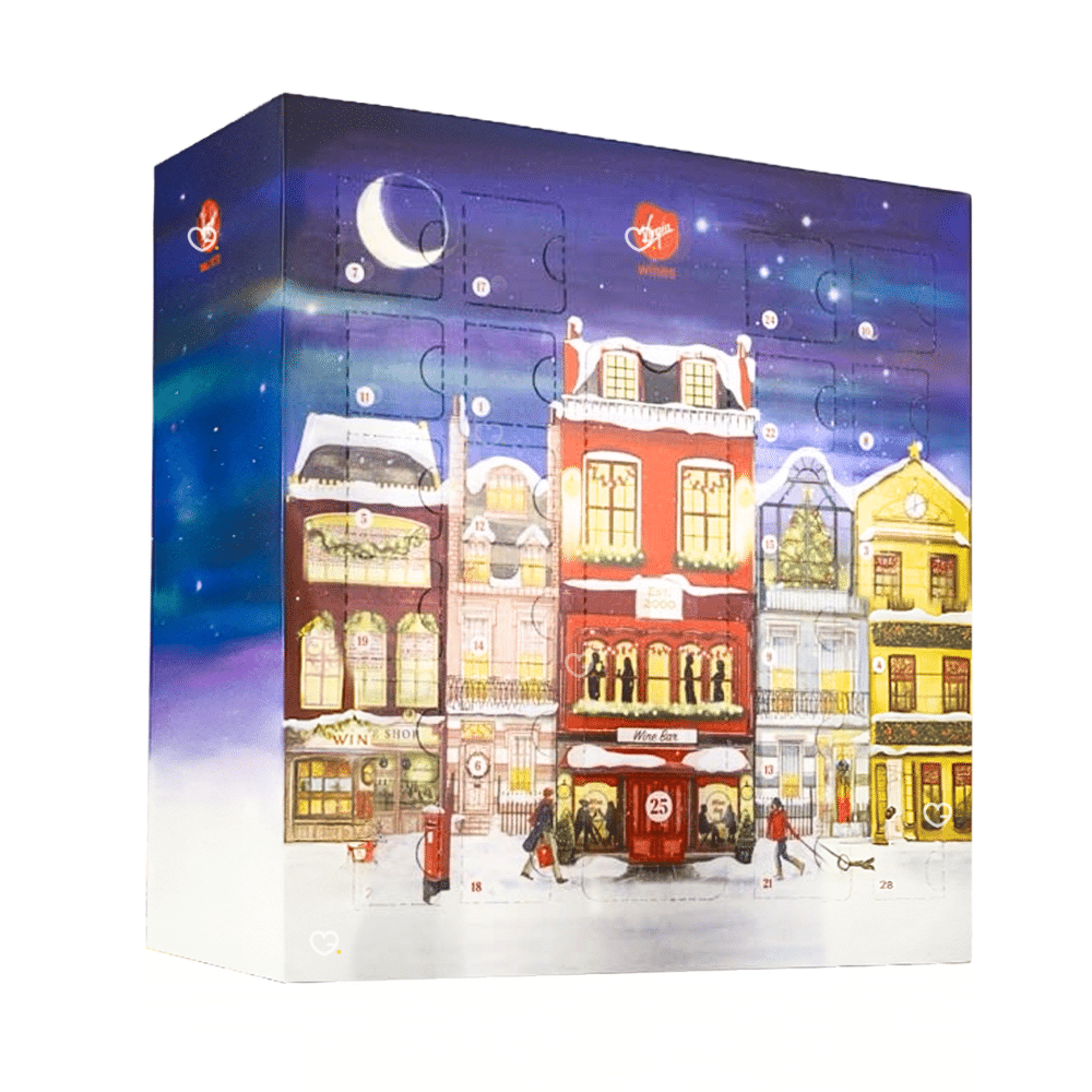 Virgin Wine Advent Calendar 2025 featuring 25 white, mixed or red wines from global regions, including a full-size anniversary Cabernet Sauvignon. Perfect for wine lovers seeking a festive tasting experience.
