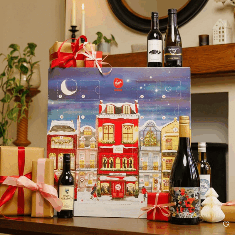Virgin Wine Advent Calendar 2025 featuring 25 white, mixed or red wines from global regions, including a full-size anniversary Cabernet Sauvignon. Perfect for wine lovers seeking a festive tasting experience.