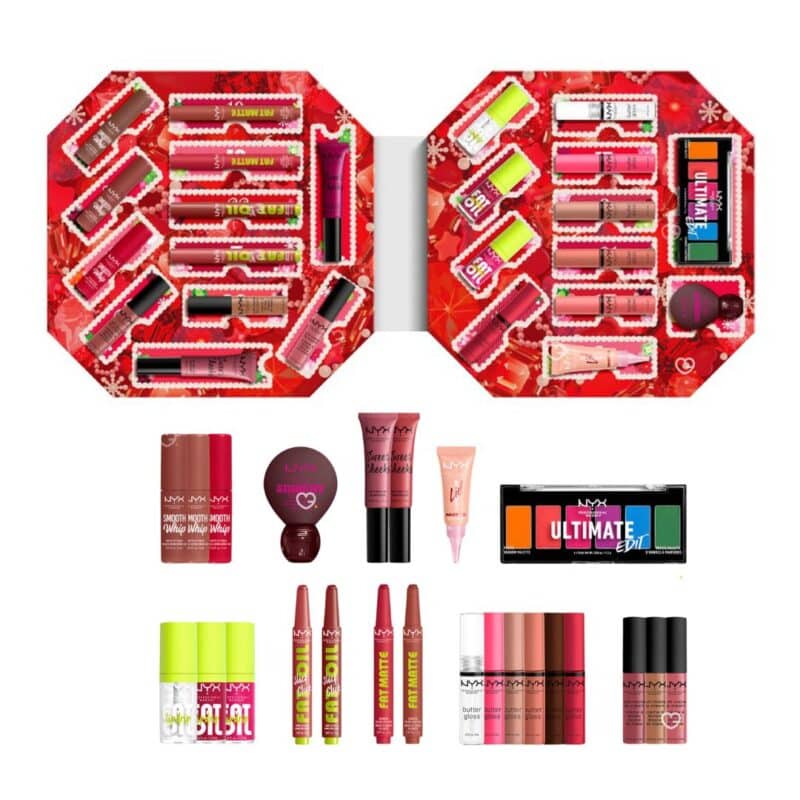 NYX Bling Box 2026 open box with the full product line-up displayed
