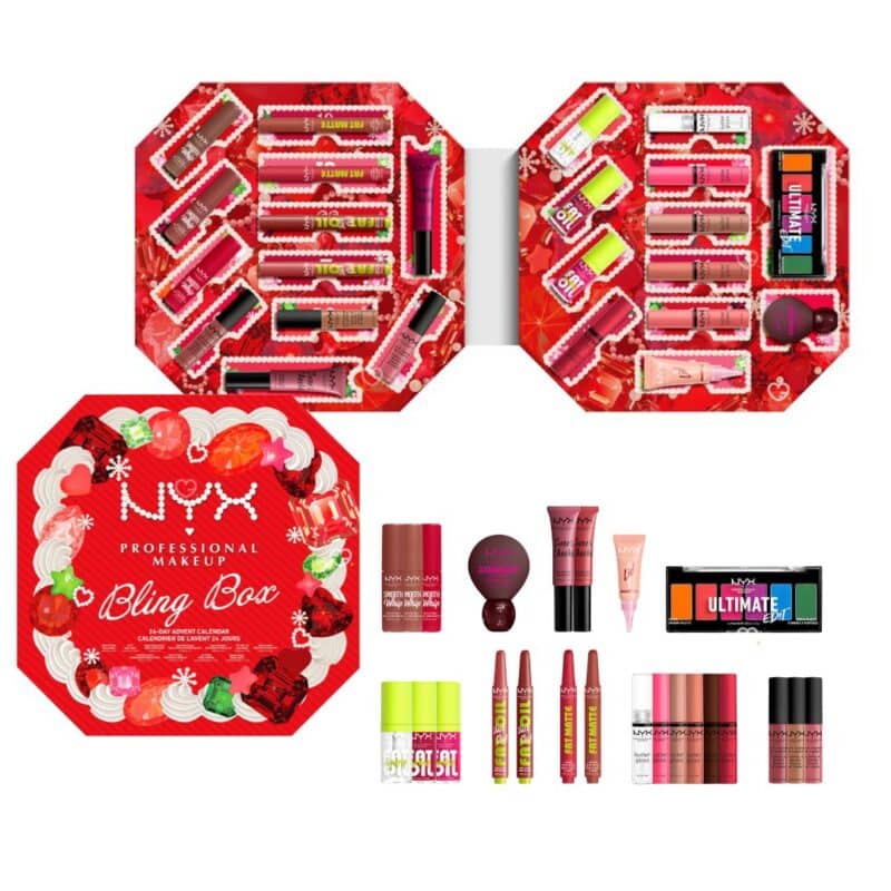 NYX Bling Box 2026 beauty advent calendar lip product selection