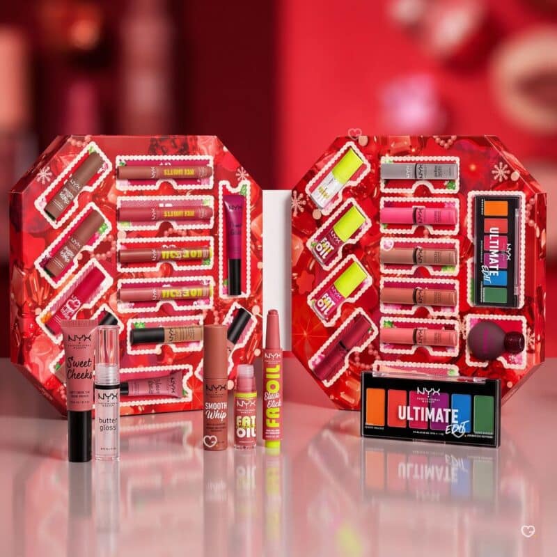 NYX Bling Box 2026 makeup advent calendar open showing 24 full-size products