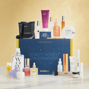 Selfridges advent calendar 2025 includes 33 beauty and makeup products housed in blue box