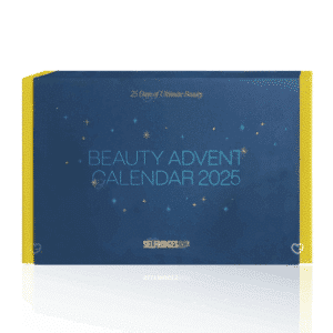Selfridges advent calendar 2025 includes 33 beauty and makeup products housed in blue box