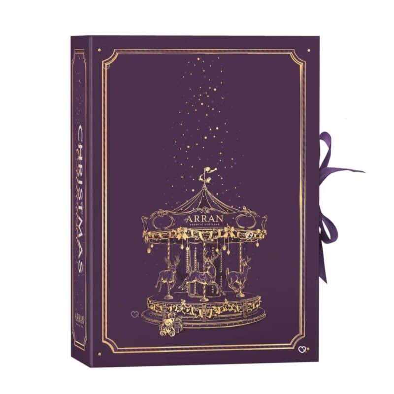 ARRAN Advent Calendar 2026 closed box with the Christmas Carousel design on a white background