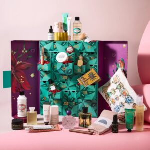 Fortnum and Mason Beauty Advent Calendar 2026 open showing all 25 luxury beauty products