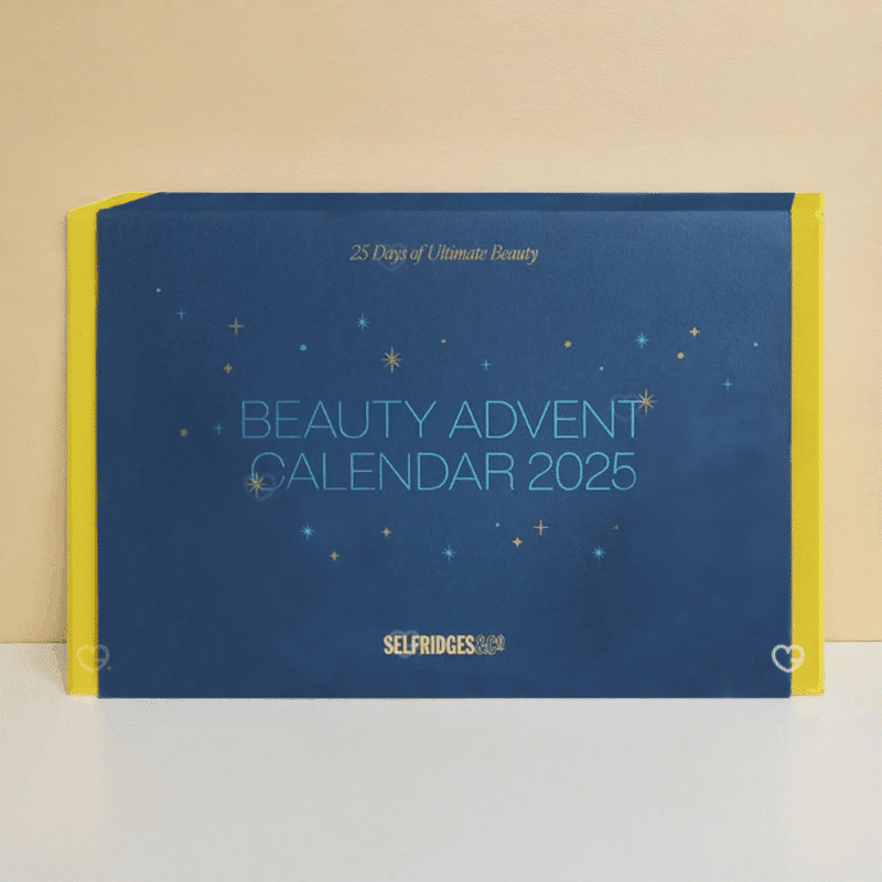 Selfridges advent calendar 2025 includes 33 beauty and makeup products housed in blue box