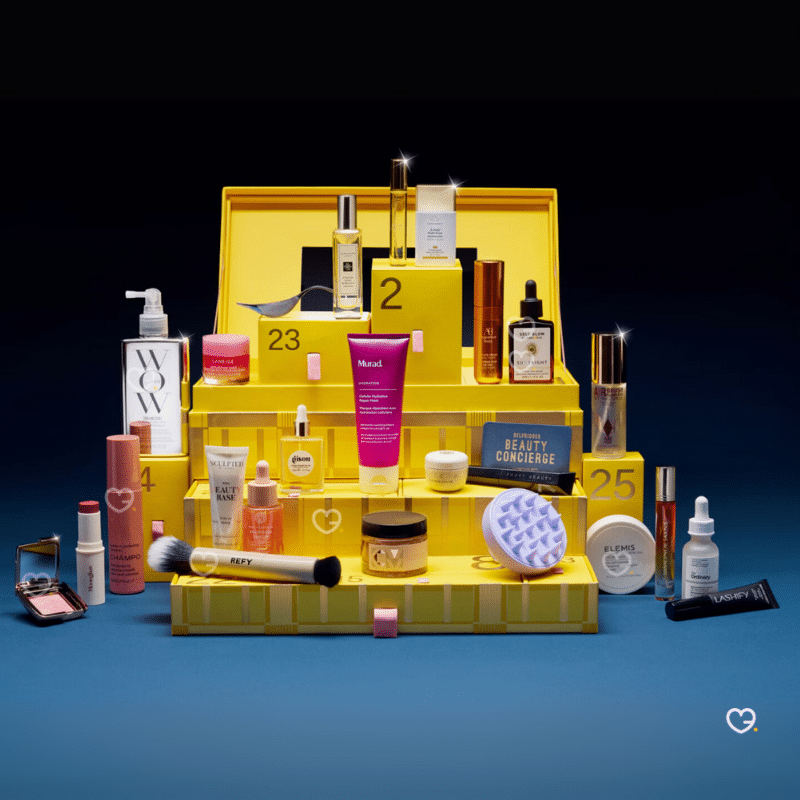 Selfridges advent calendar 2025 includes 37 beauty and makeup products housed in blue box