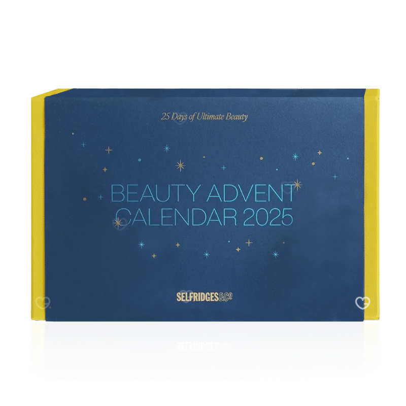 Selfridges advent calendar 2025 includes 33 beauty and makeup products housed in blue box