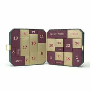 The Perfume Shop Advent Calendar 2026 open box showing 24 numbered fragrance doors