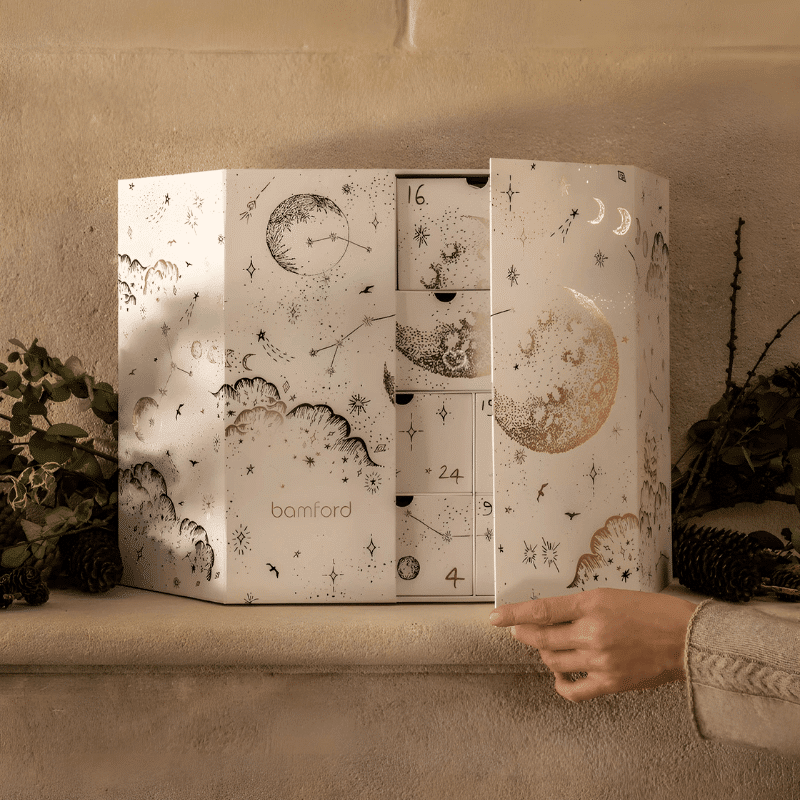 BamFord Advent Calendar 2025 with 24 luxury bath, body care, skincare and home fragrance treats for beauty and wellness enthusiasts.