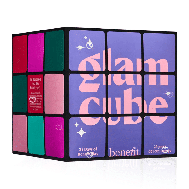 Benefit Advent Calendar 2025 with 24 beauty treats including primers, mascaras, blushes and festive minis.