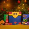 Brawl Stars Advent Calendar 2025 with 24 themed collectibles in blue packaging with yellow accents.