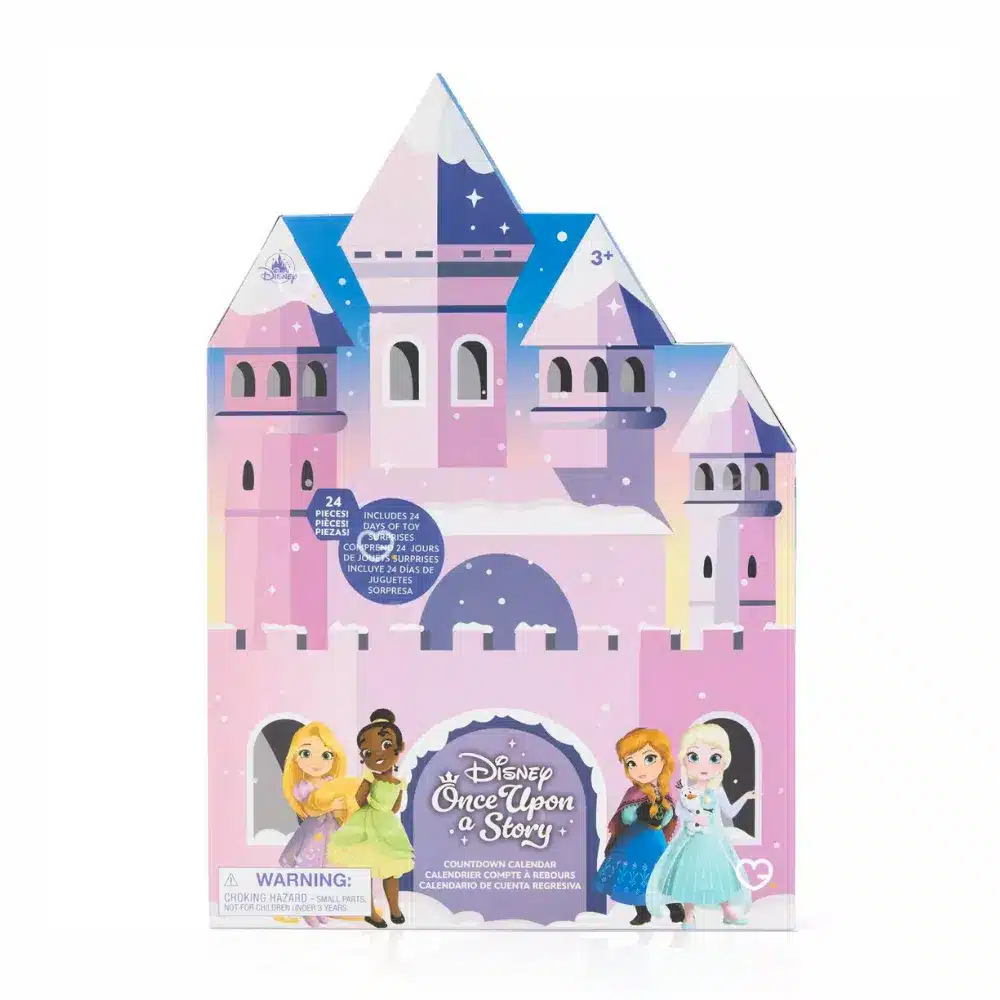 Disney Once Upon a Story Advent Calendar 2025 with 24 micro figurines and Disney accessories, perfect for families and collectors at Christmas.