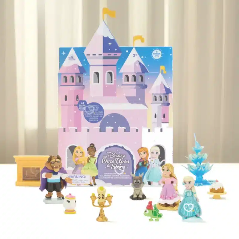 Disney Once Upon a Story Advent Calendar 2025 with 24 micro figurines and Disney accessories, perfect for families and collectors at Christmas.