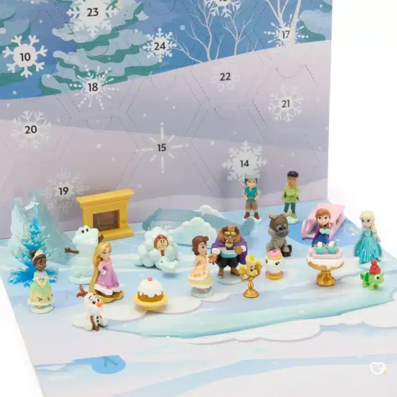 Disney Once Upon a Story Advent Calendar 2025 with 24 micro figurines and Disney accessories, perfect for families and collectors at Christmas.