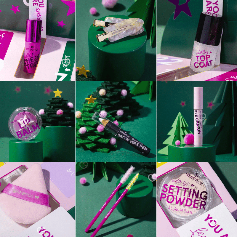 Essence Advent Calendar 2025 (Little X-mas Wonder) in festive pink design with 24 limited-edition beauty surprises.