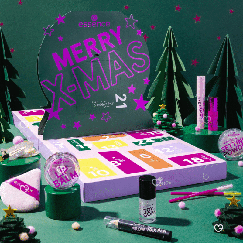 Essence Advent Calendar 2025 (Little X-mas Wonder) in festive pink design with 24 limited-edition beauty surprises.