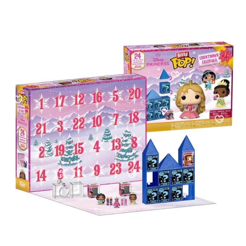 Funko POP Disney Princess Advent Calendar 2025 with 24 mini figures, display pieces, holiday accessories and cases