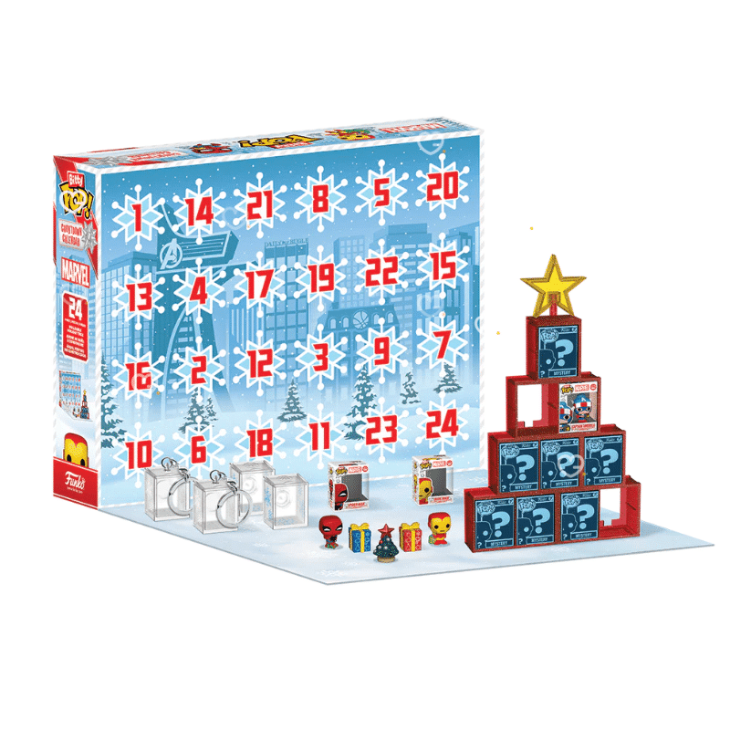 Funko POP Marvel Advent Calendar 2025 with 24 exclusive mini figures, holiday accessories and display pieces