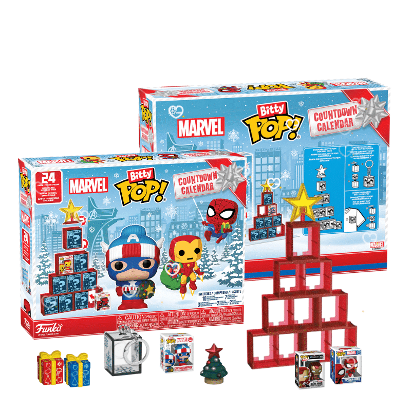 Funko POP Marvel Advent Calendar 2025 with 24 exclusive mini figures, holiday accessories and display pieces