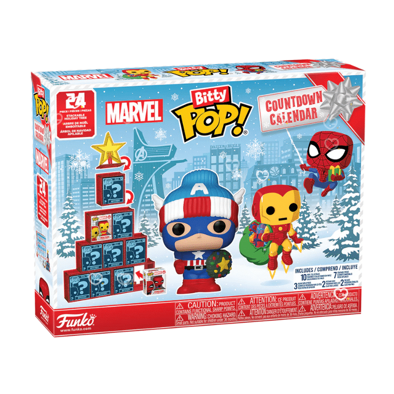 Funko POP Marvel Advent Calendar 2025 with 24 exclusive mini figures, holiday accessories and display pieces