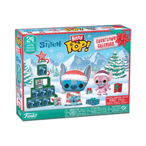 Funko POP Stitch Advent Calendar 2025 with 24 collectible mini-figures, display pieces and holiday accessories for Disney fans and collectors.
