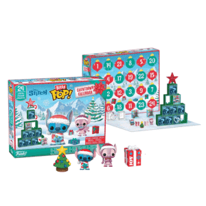 Funko POP Stitch Advent Calendar 2025 with 24 collectible mini-figures, display pieces and holiday accessories for Disney fans and collectors.