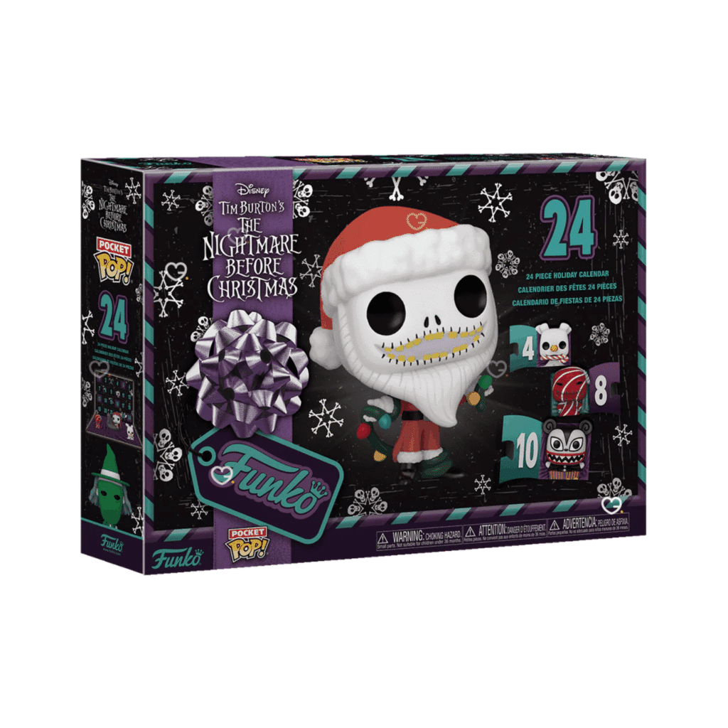 Funko POP The Nightmare Before Christmas Advent Calendar 2025 with 24 mini vinyl figures of Halloween Town characters.