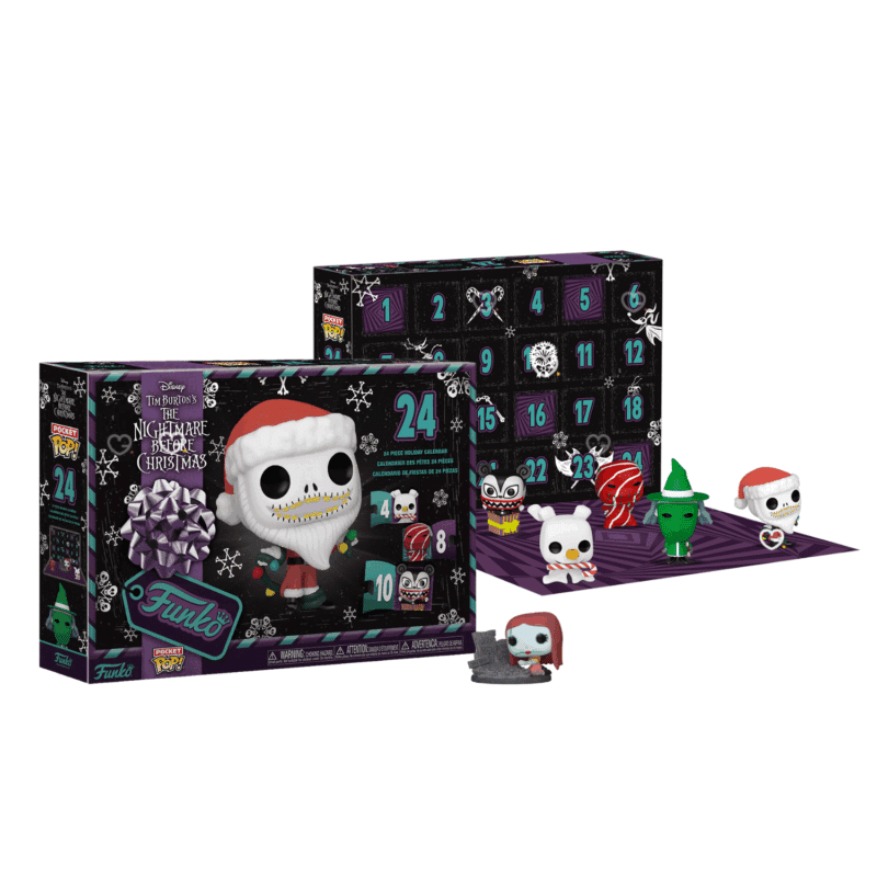 Funko POP The Nightmare Before Christmas Advent Calendar 2025 with 24 mini vinyl figures of Halloween Town characters.